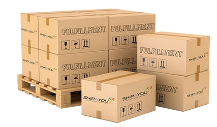 Stack of cardboard boxes on a pallet used in fulfillment for e-commerce essential strategy